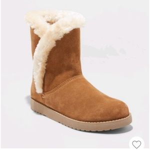 Genuine Suede Mid Faux Fur Boot